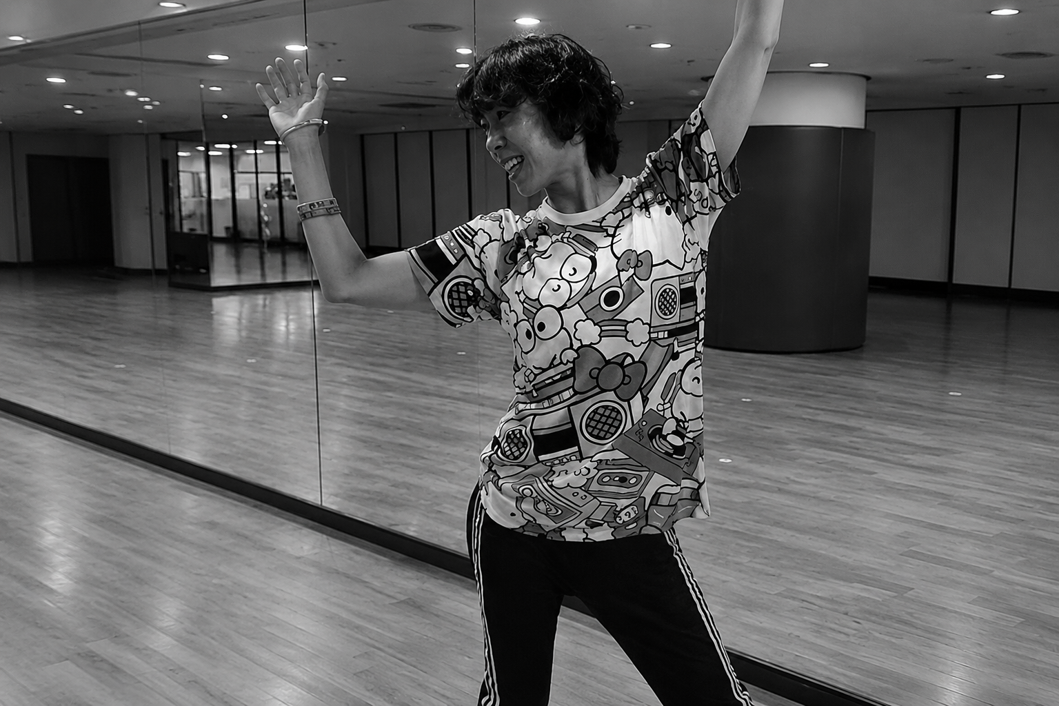 A fitness studio Zumba class
