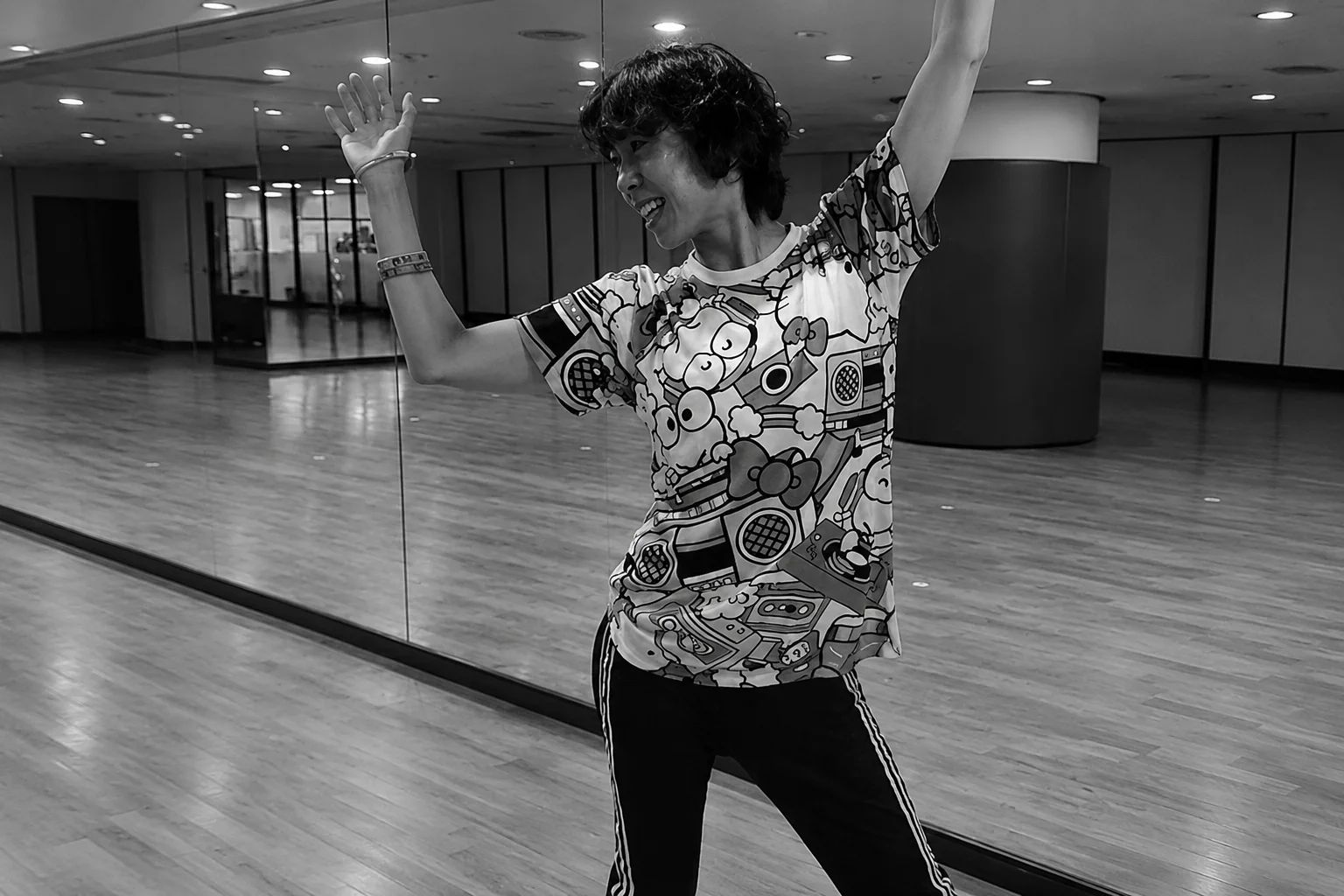 A fitness studio Zumba class
