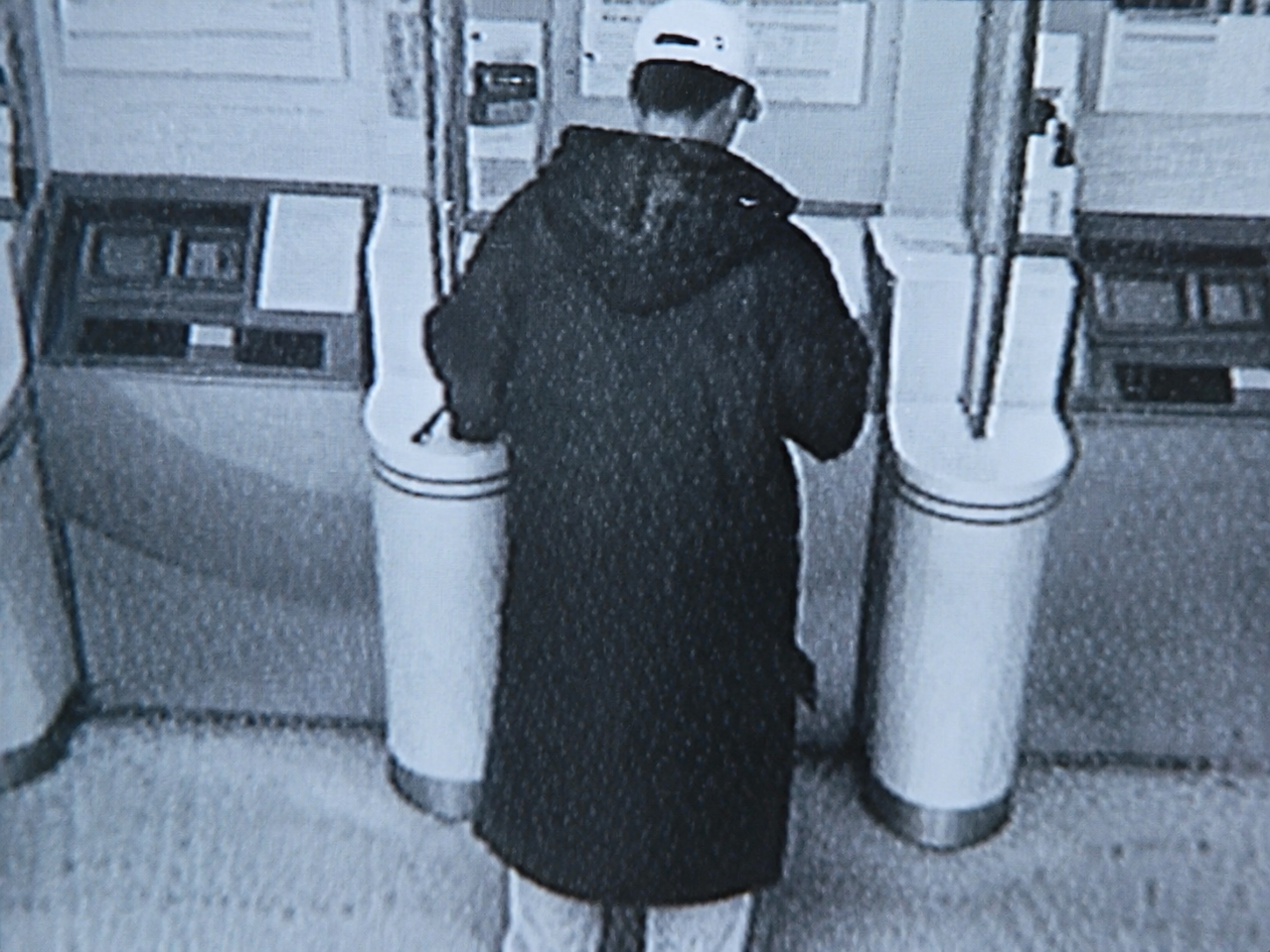 An ATM security camera view at night