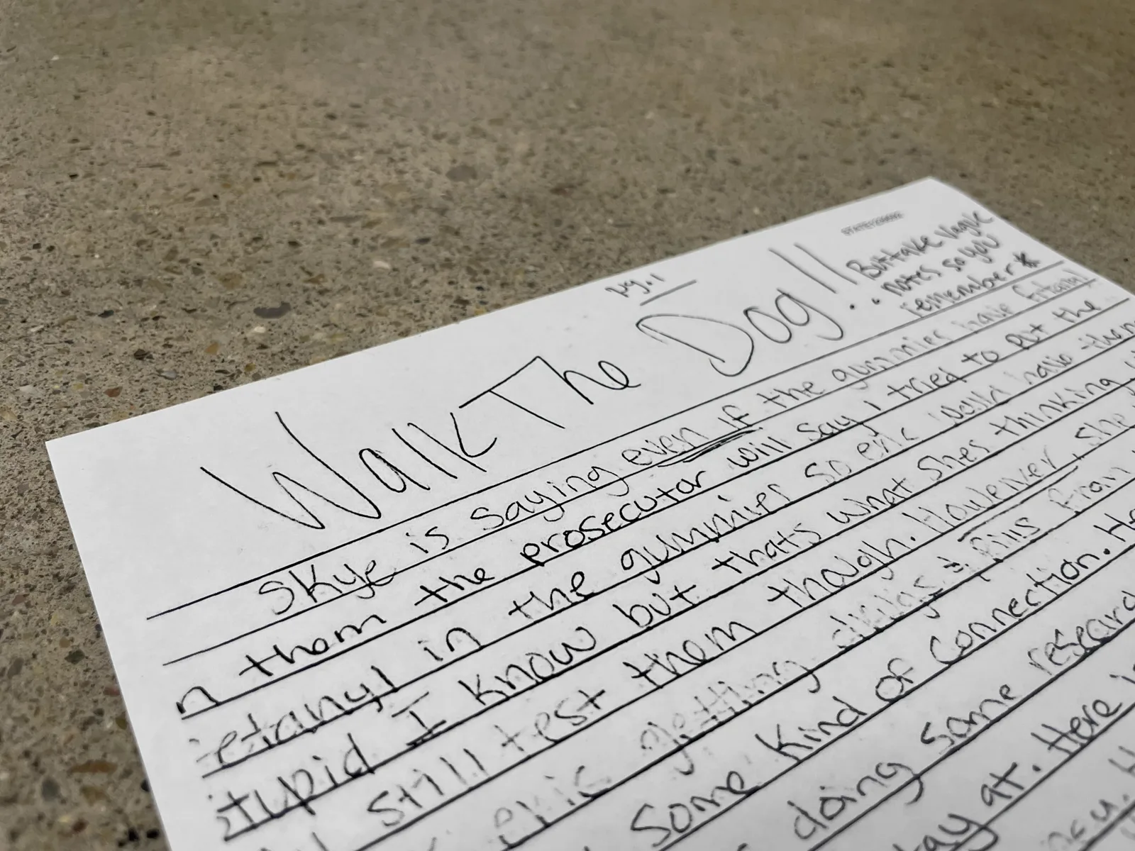 The first page of a handwritten letter headed Walk The Dog