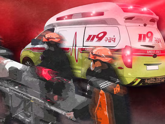Korean barbecue restaurant emergency response reenactment