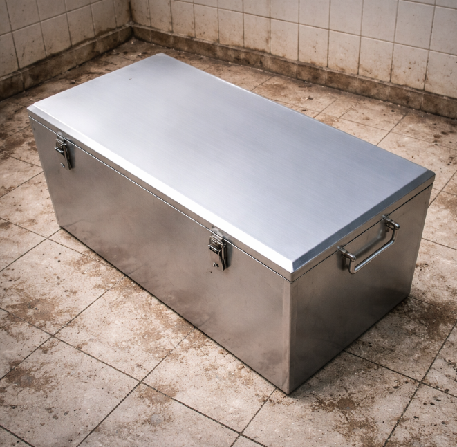 Investigators examining the sulfuric acid-filled bathtub