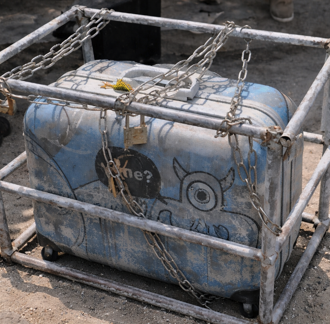 The suitcase discovered on Dezhou Island near Shantou, China