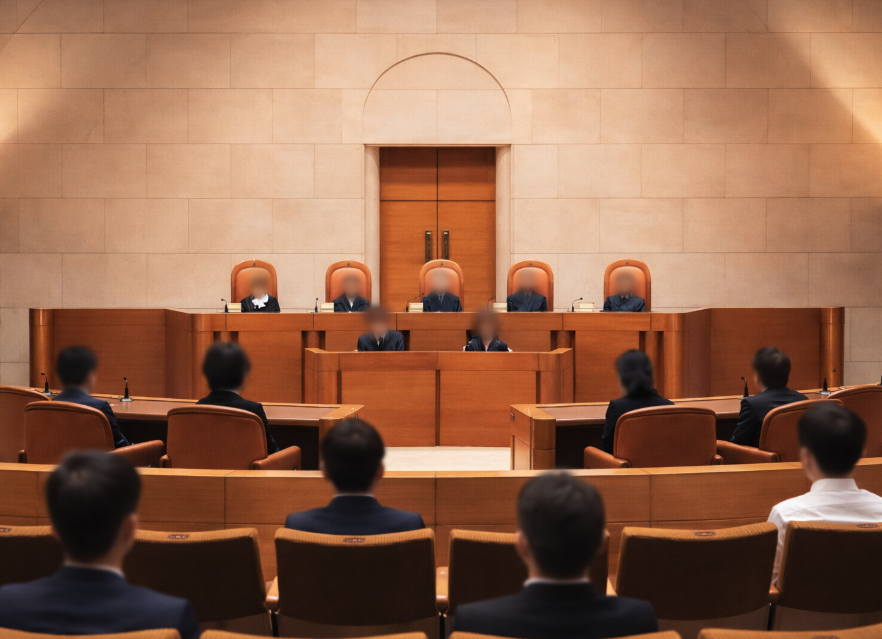 Courtroom during the trial of Imai Yutaka