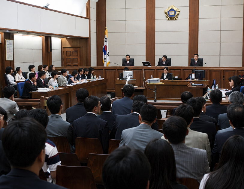 Court proceedings in the juvenile trial of Jongsu and Kim