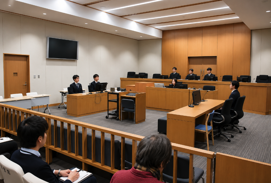 Courtroom during the trial of Yevgeniy Bayraktar in Japan