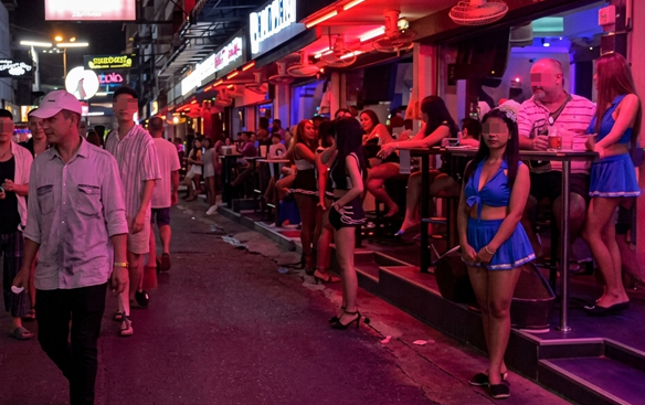 A street in Pattaya's red-light district near the crime scene